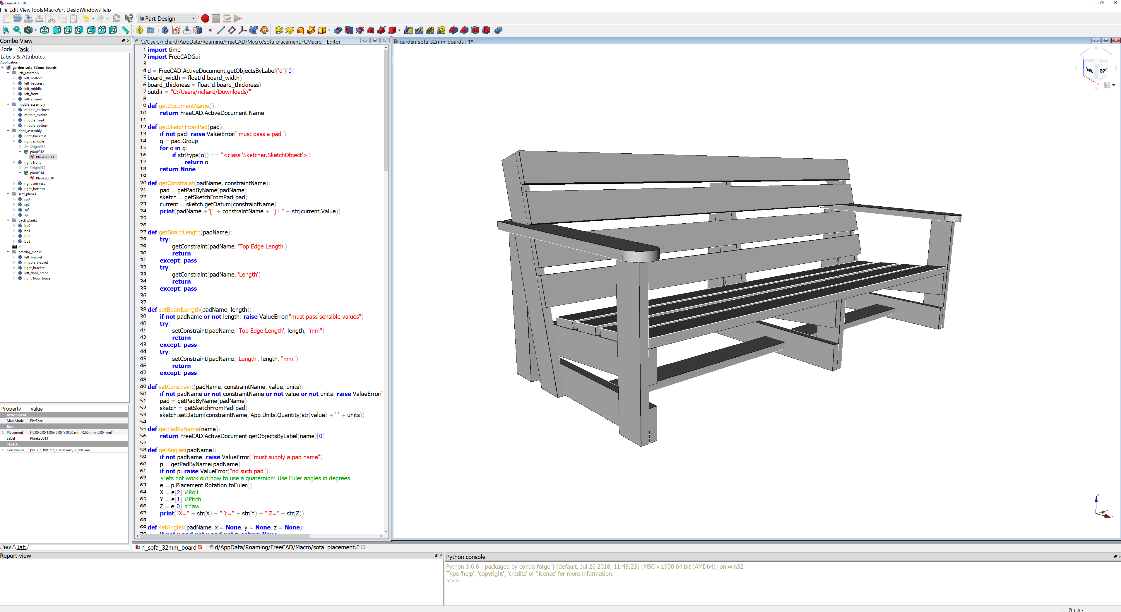 FreeCAD sofa project